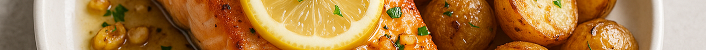 Saumon à l’ail et citron avec pommes de terre rôties