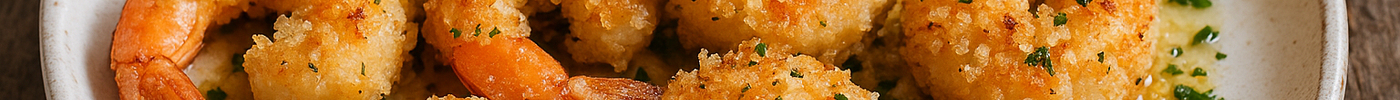 Crevettes croustillantes au beurre à l’ail, chapelure panko et parmesan