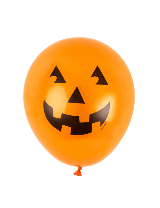 10 Ballons en latex citrouille souriante oranges 23 cm
