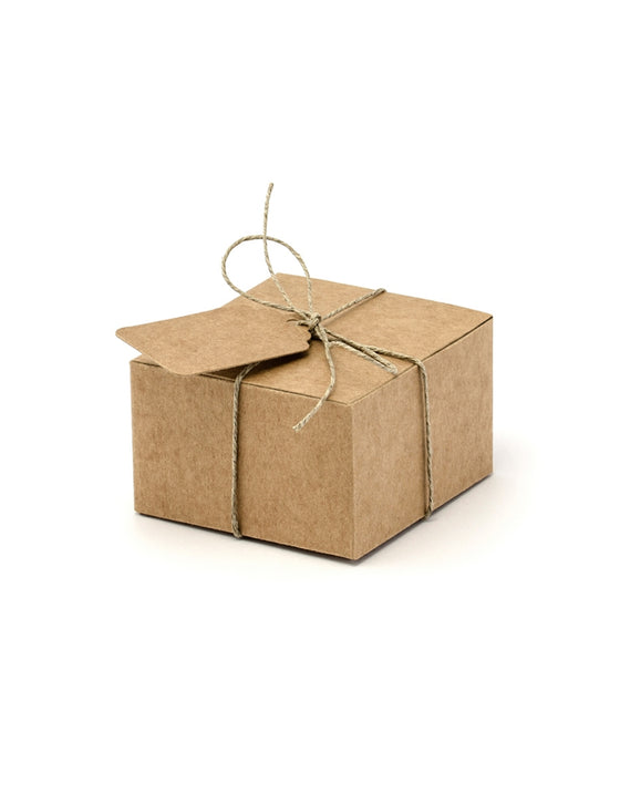 10 Boites en carton carrés avec étiquettes 6 cm