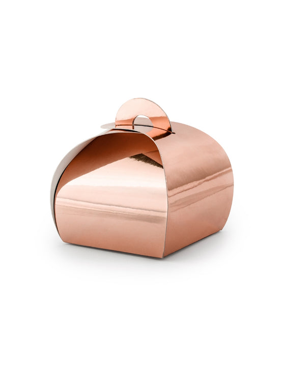 10 boîtes en carton rose gold métallisées à dragées 6 x 5,5 cm