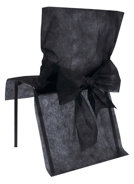 10 housses de chaise premium noires 50 x 95 cm avec n?ud