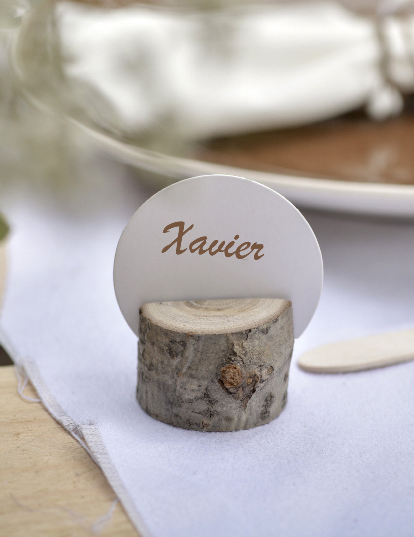 10 marque-places ronds en carton blancs 4,7 cm pour mariage