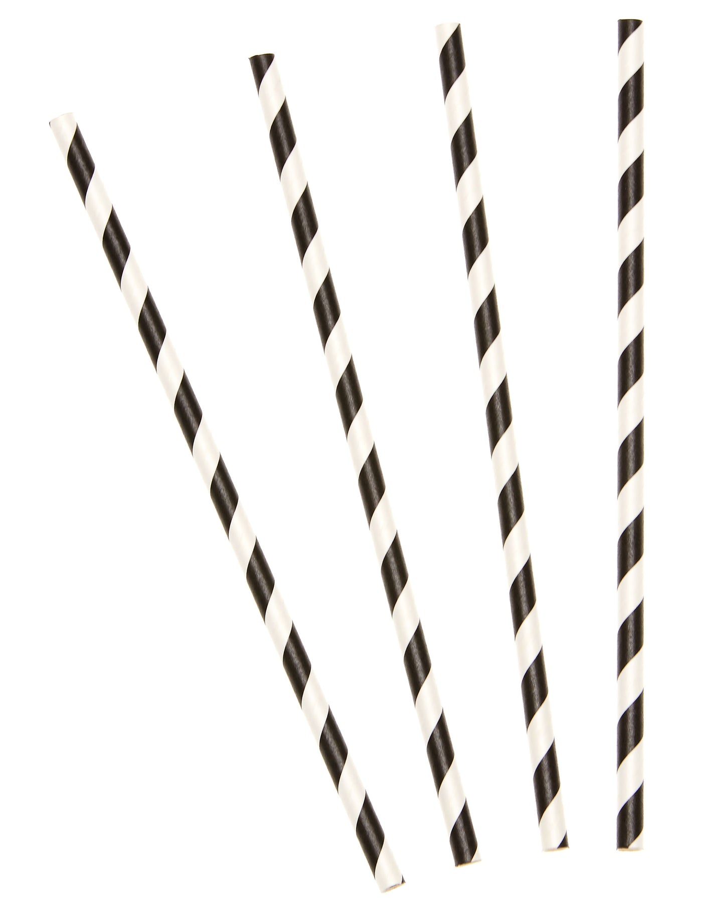 10 Pailles en carton rayées noires 19,5 cm