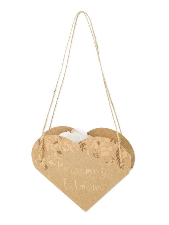 10 sacs coeur végétal parsemez l'amour kraft et bronze pour mariage