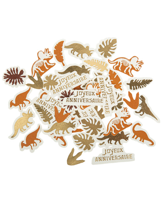 100 confettis dinosaures joyeux anniversaire 2 à 5,5 cm
