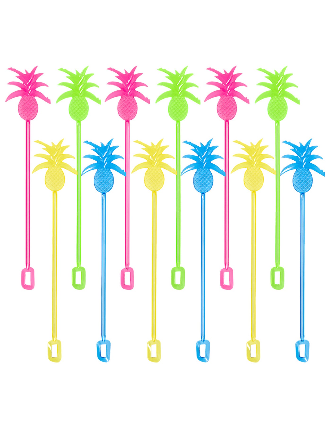 12 Agitateurs à cocktail ananas colorés