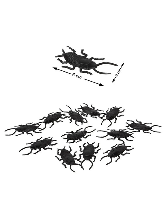12 Cafards noirs 6 cm Halloween