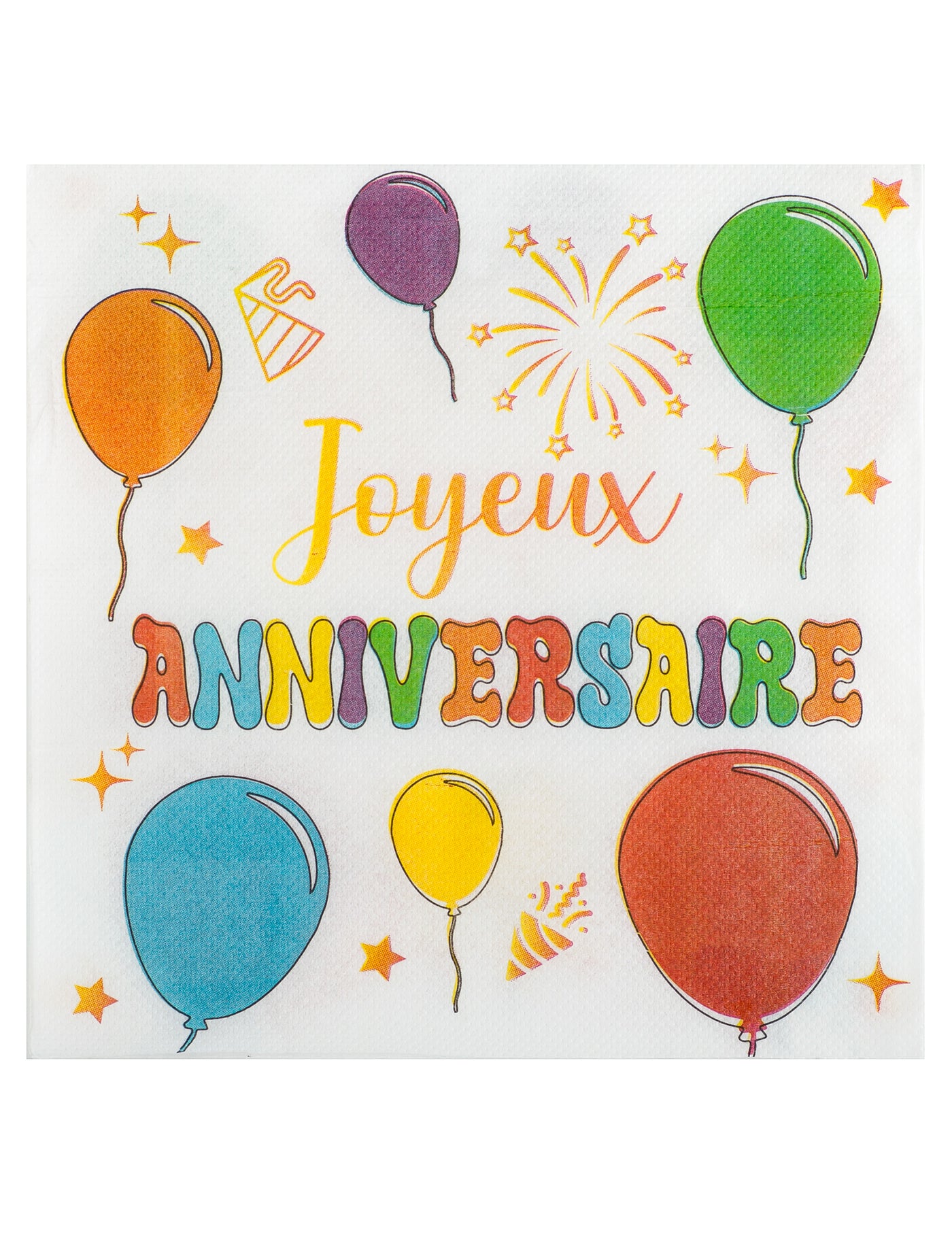 12 Serviettes en papier Ballons d'anniversaire 33 x 33 cm