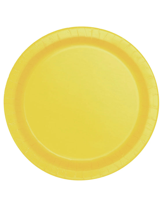 16 Assiettes en carton jaune clair 22 cm