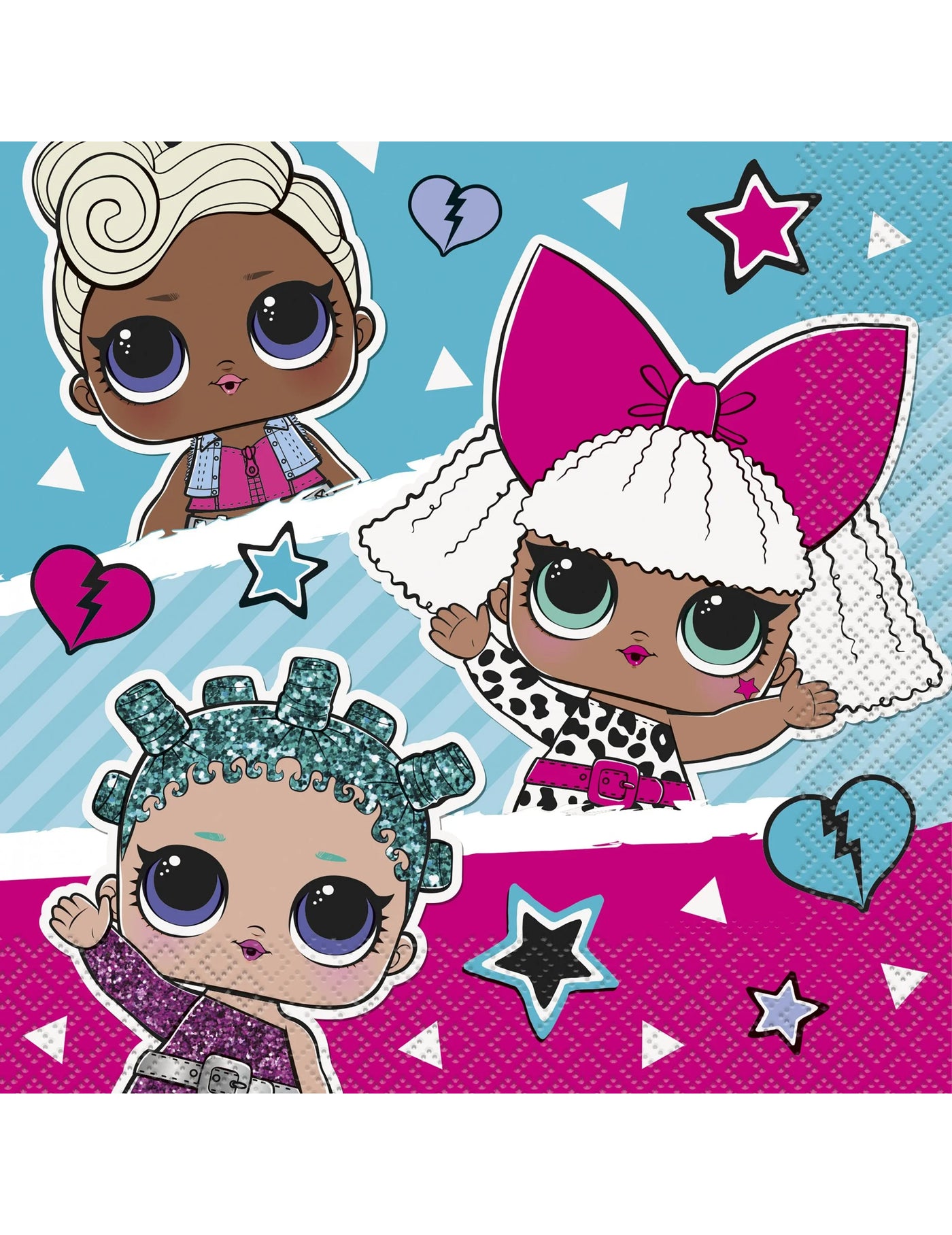 16 Petites serviettes en papier LOL Surprise 25 x 25 cm