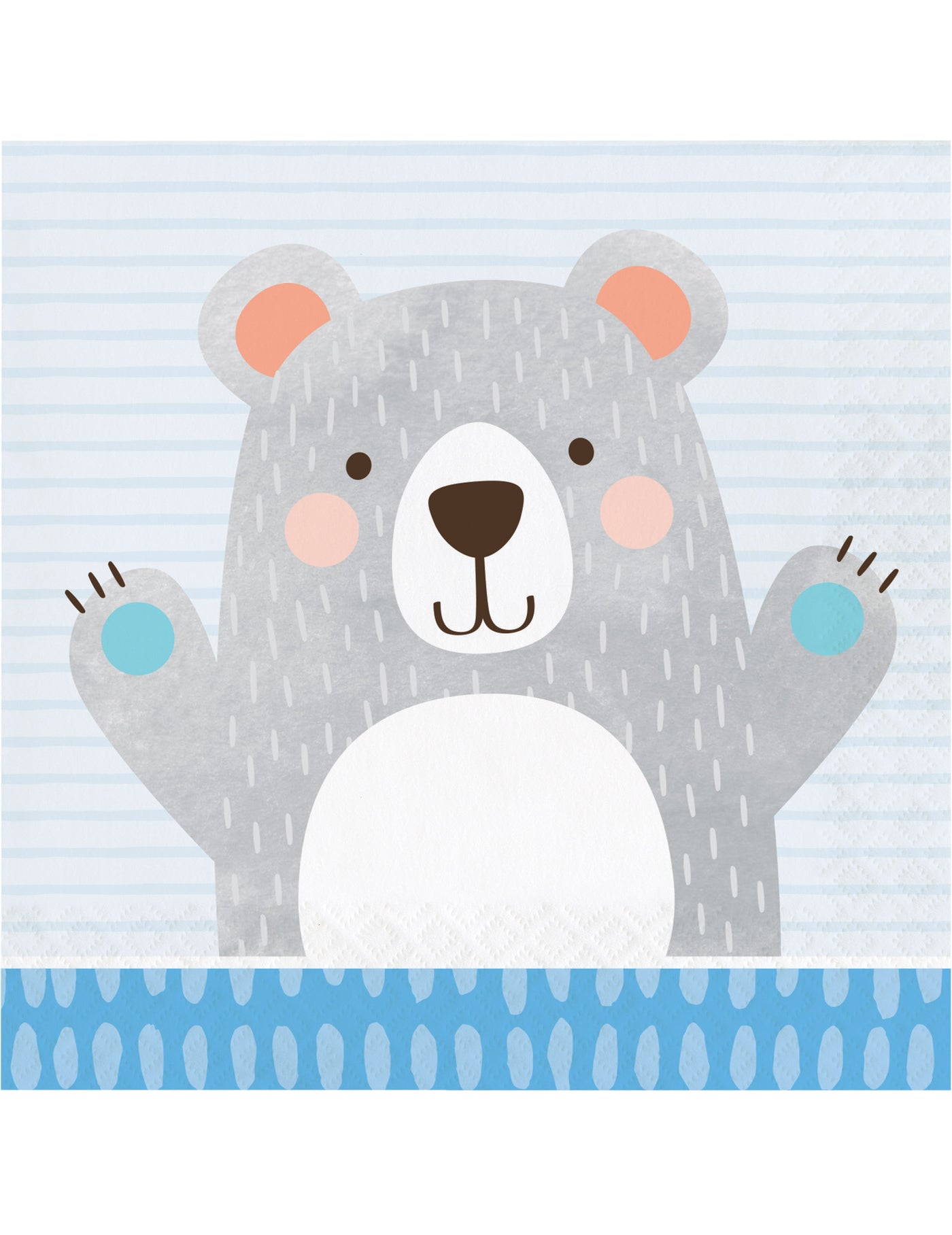 16 serviettes en papier petit ours gris 33 x 33 cm pour baby shower