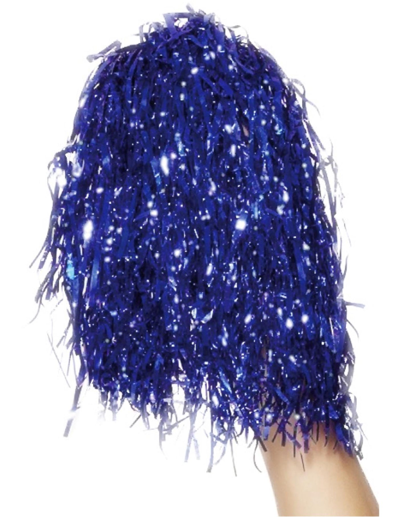 2 Pompons bleu métallique