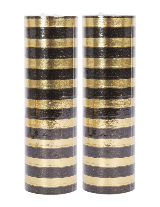 2 rouleaux de serpentins noir et doré 4 m