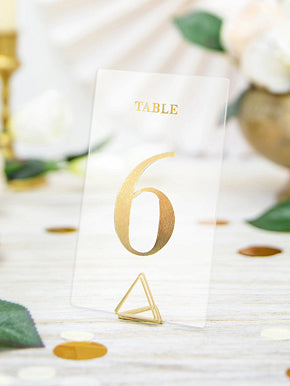 20 Marque tables transparents chiffres dorés 7 x 12 cm pour mariage