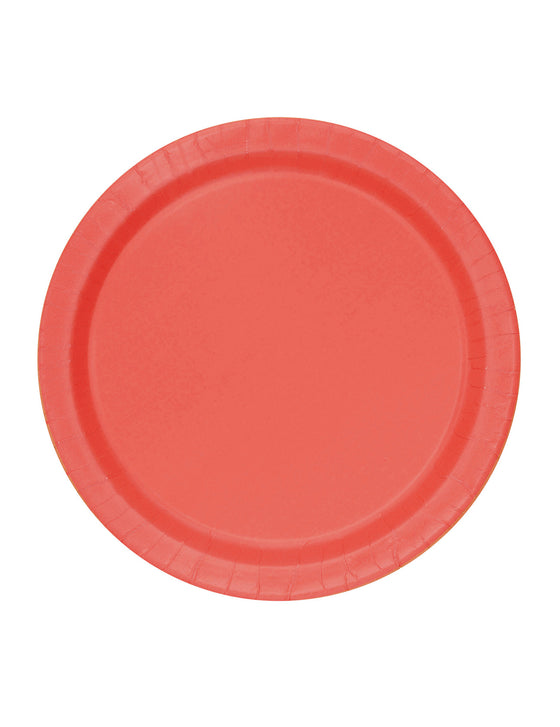20 Petites assiettes en carton rouge clair 17.1 cm