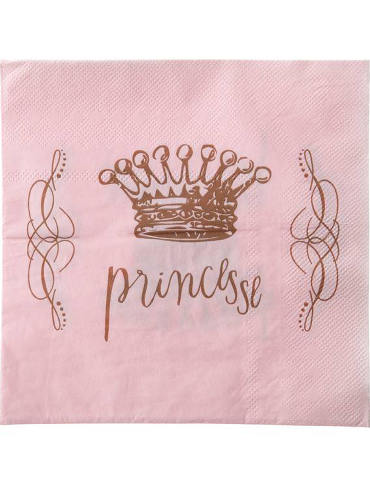20 serviettes en papier princesse rose 33 x 33 cm avec couronne