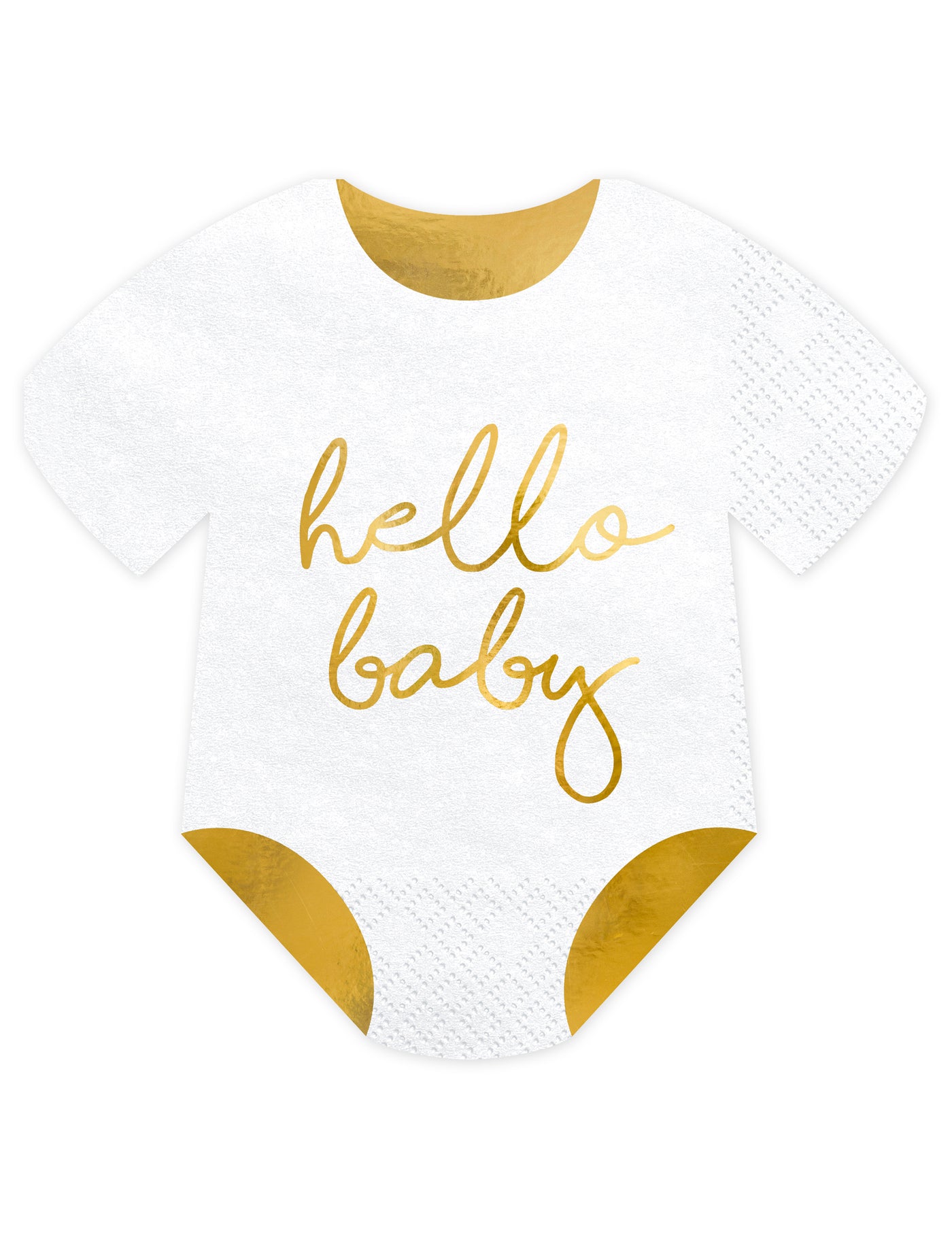 20 serviettes en papier body hello baby blanc et doré 16 x 16 cm
