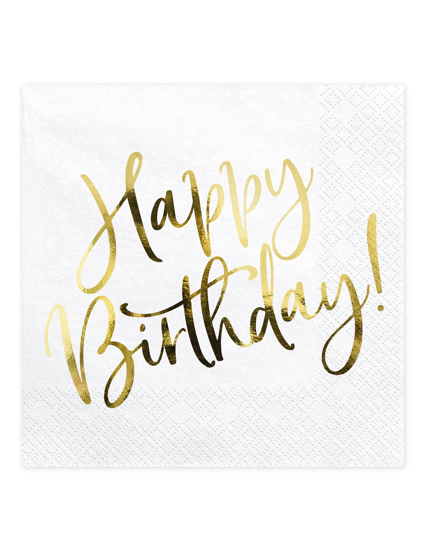 20 Serviettes en papier happy birthday blanches et dorées 33 x 33 cm