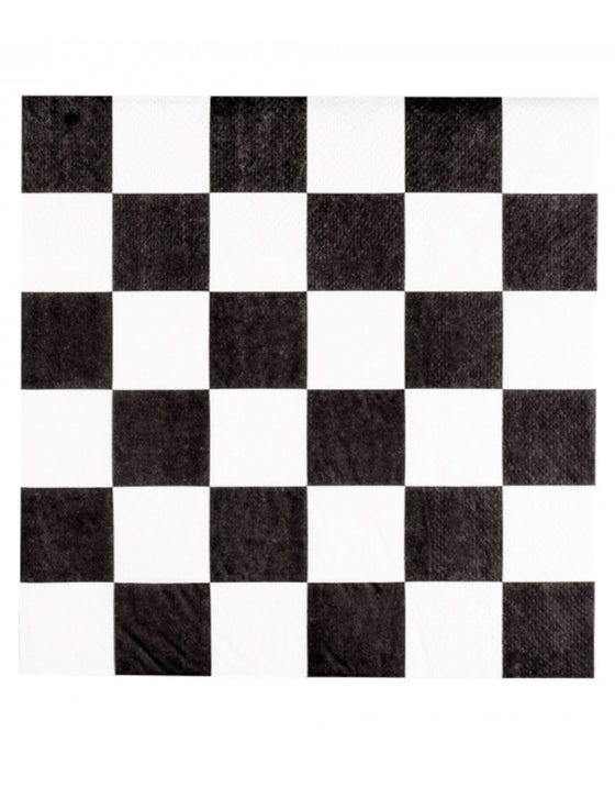 20 Serviettes en papier damier 33 x 33 cm