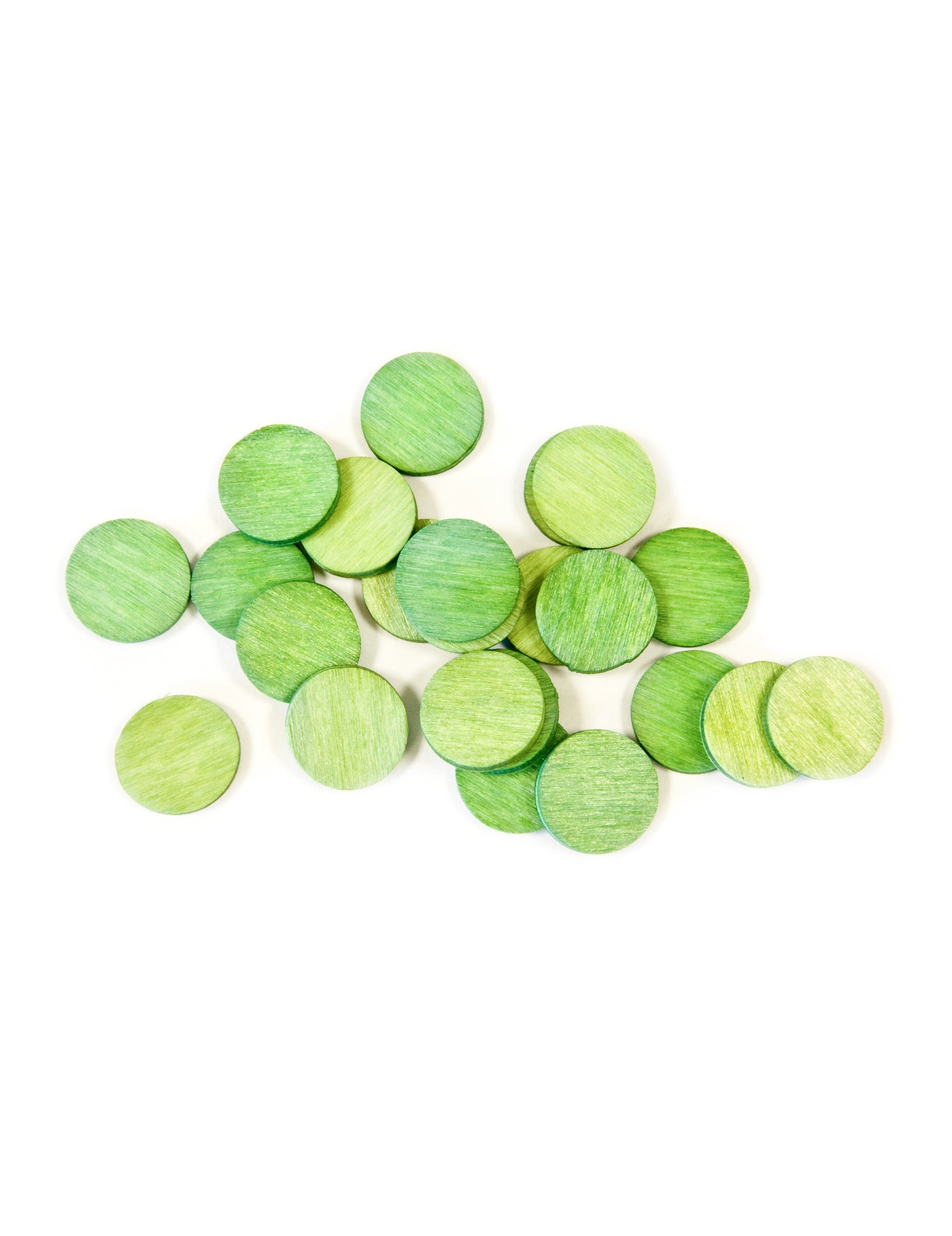 24 petits confettis de table ronds verts en bois 1.2 cm