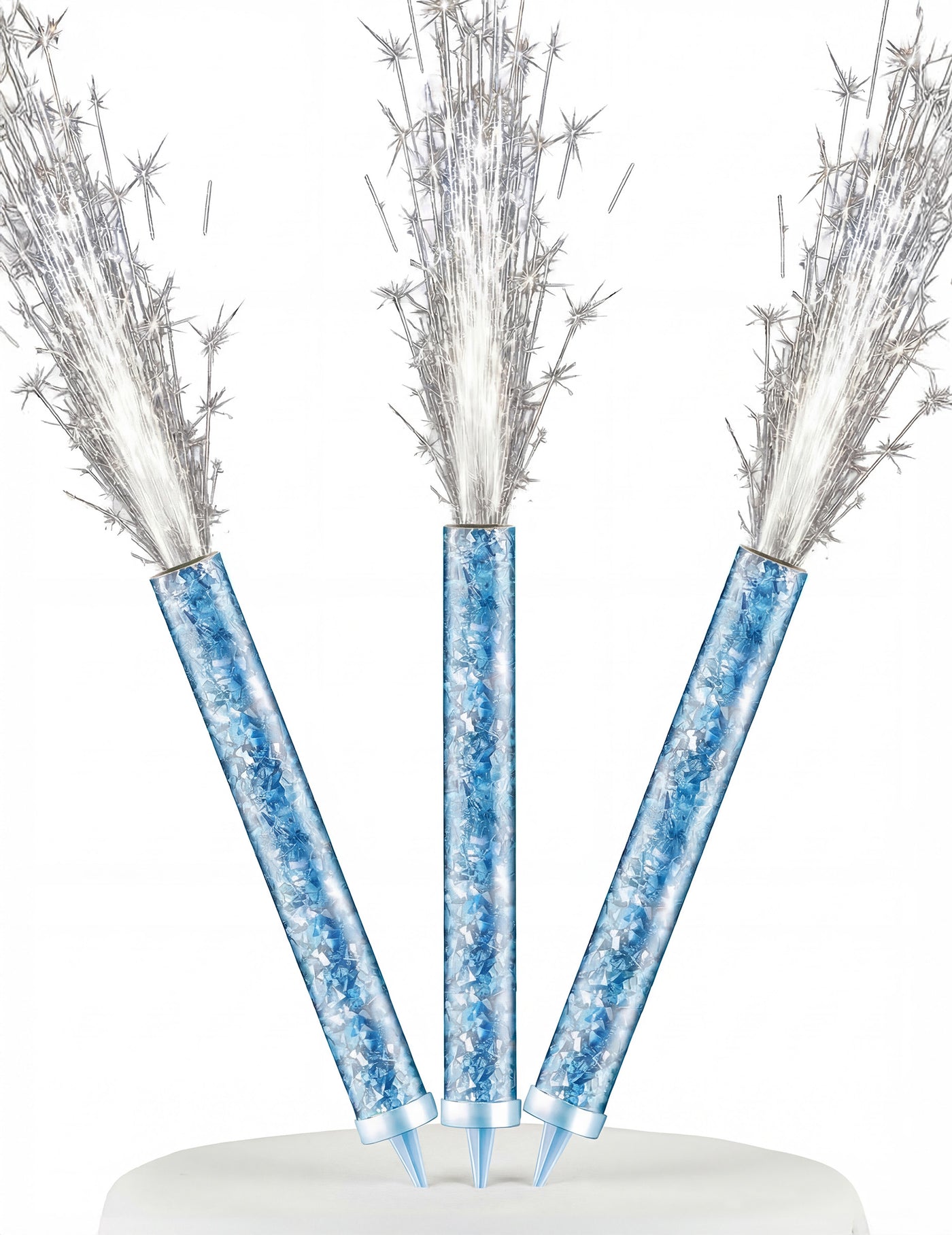 3 Fontaines lumineuses argentées 12 cm