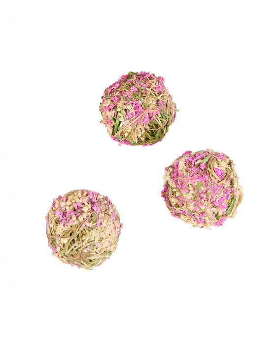 4 boules décoratives fleurs naturelles blanches et roses 5 cm mariage champêtre