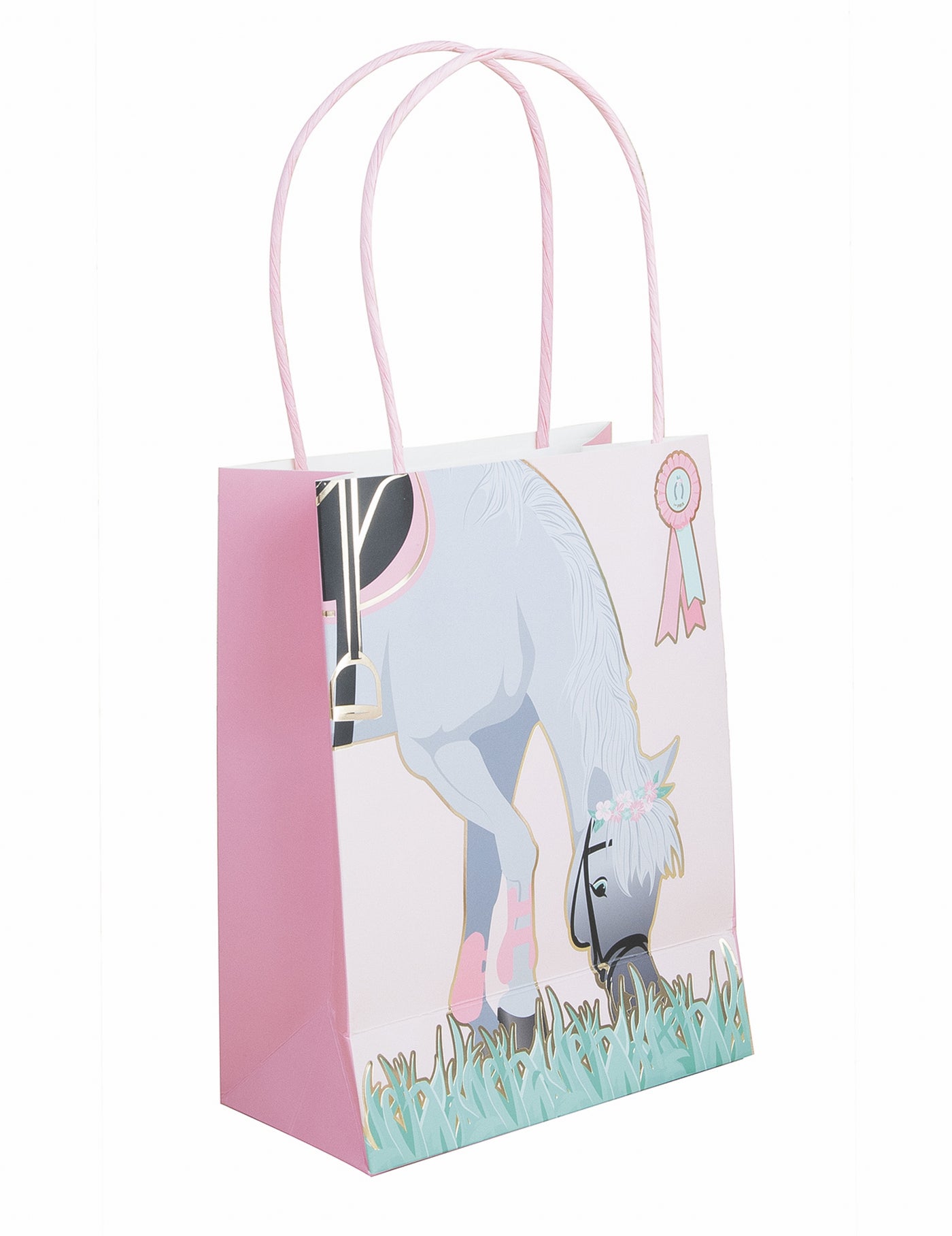 4 sacs cadeaux en papier cheval 20 cm avec anses