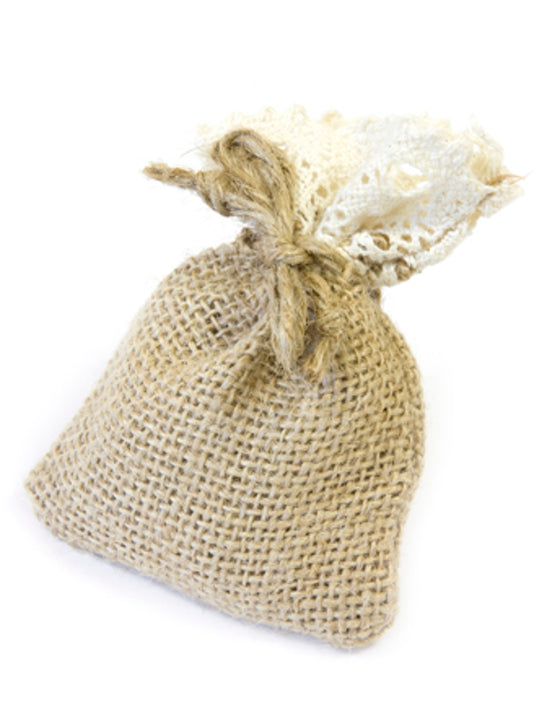 4 sacs en jute et dentelle 8 x 10 cm pour dragées