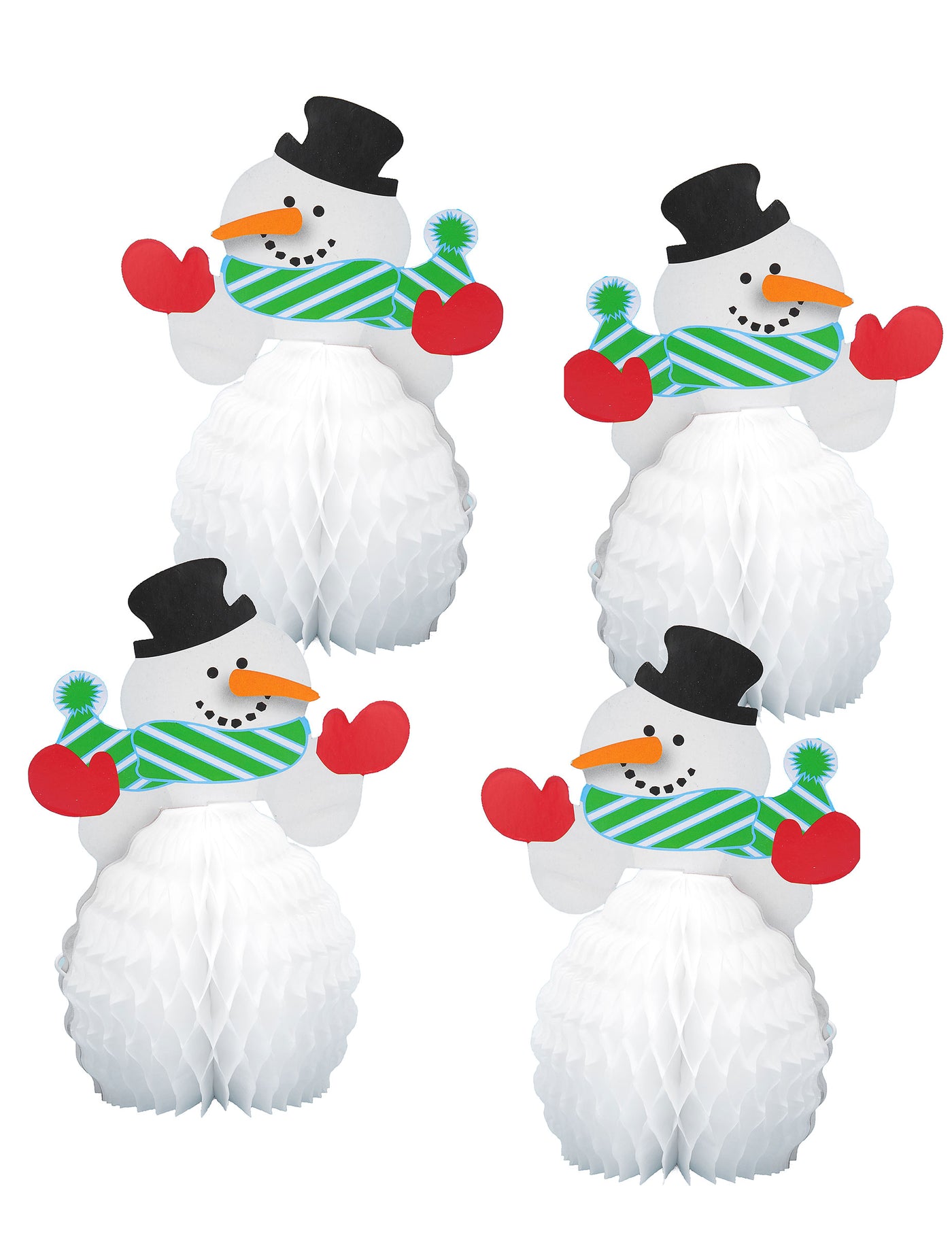 4 Mini centres de table Bonhomme de neige 15 cm