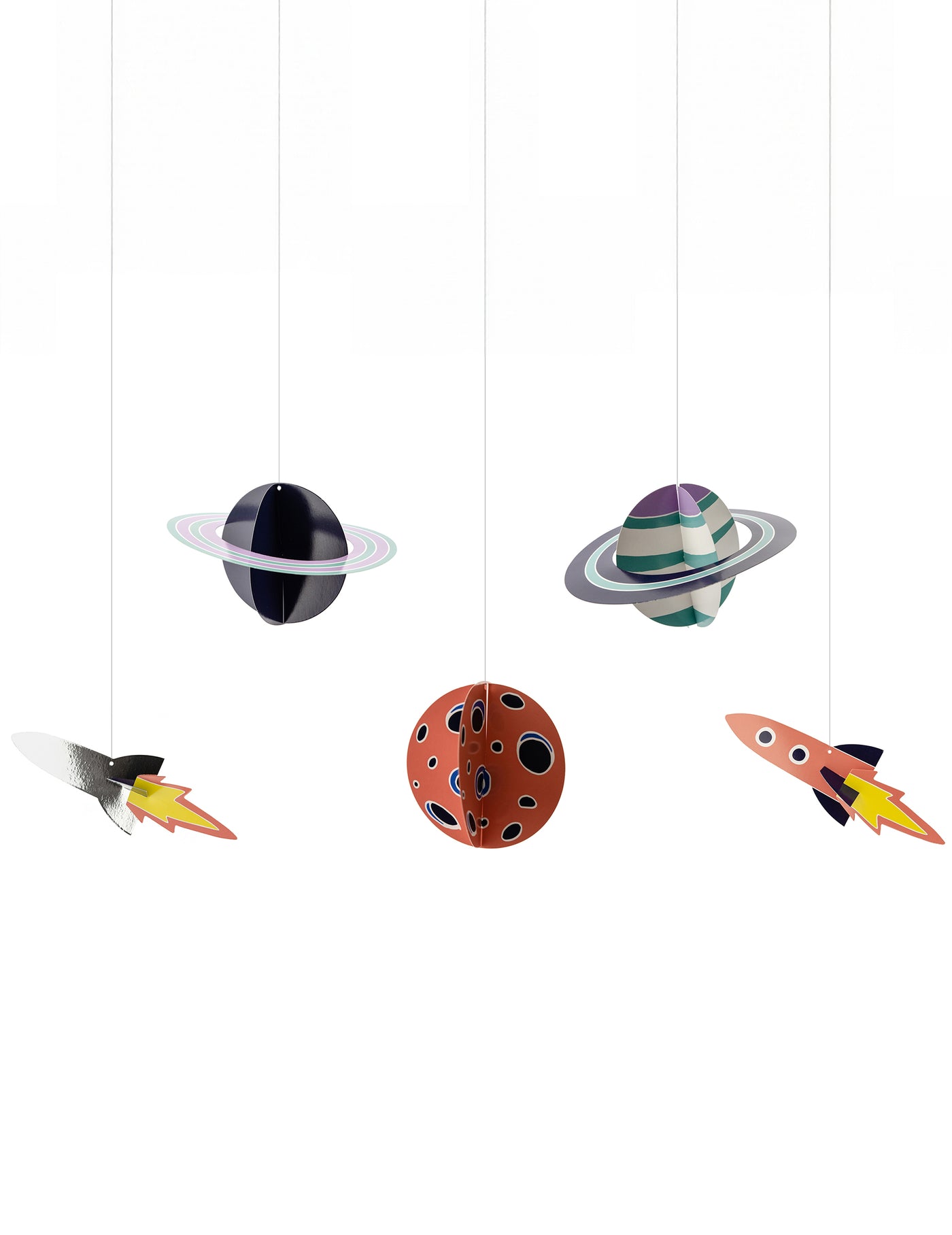 5 Suspensions en carton space adventure 17 x 10 - 19 x 7 cm
