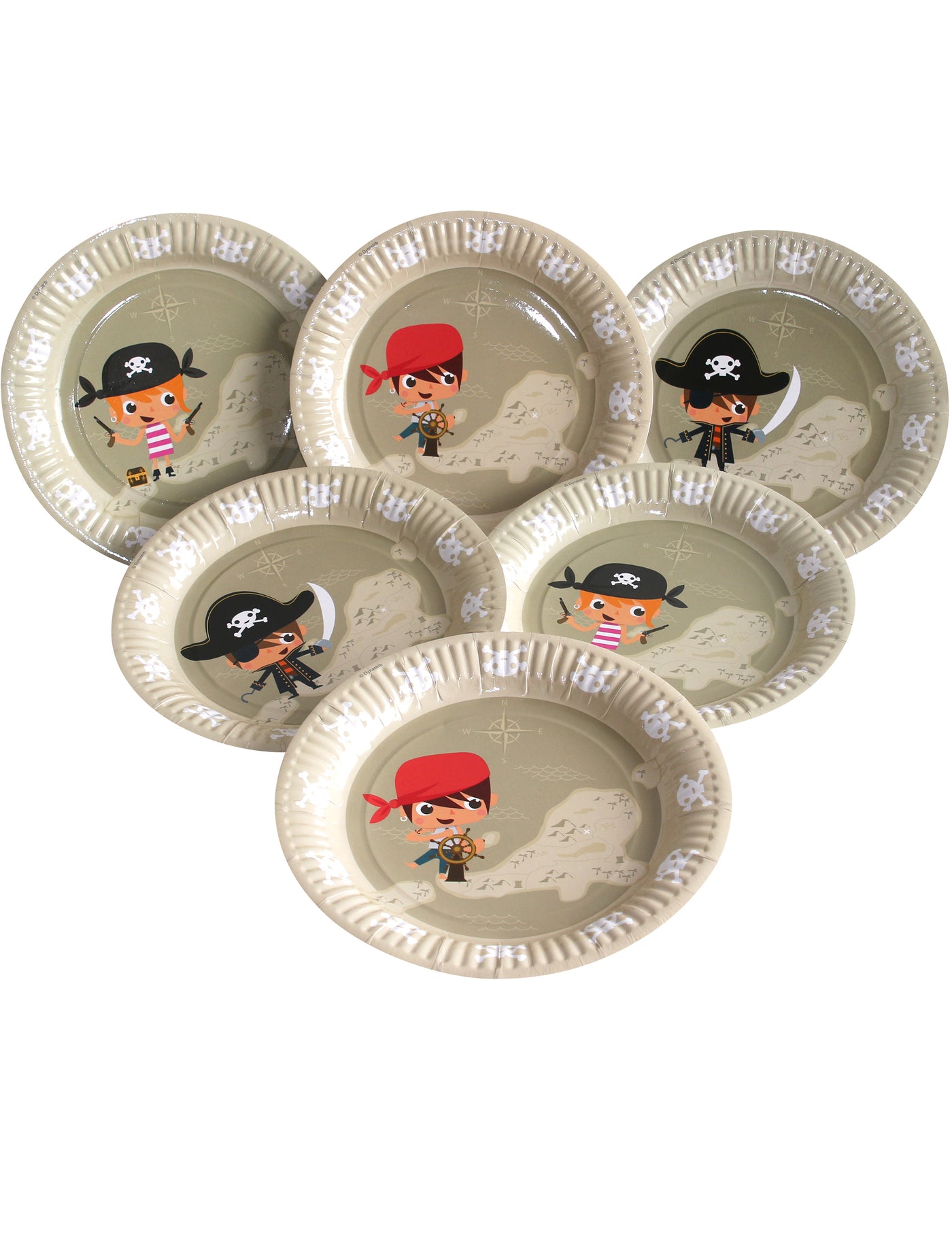 6 Assiettes en carton Pirate 23 cm