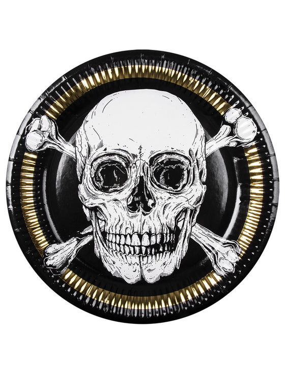10 Assiettes en carton Pirate Jolly Roger 23 cm