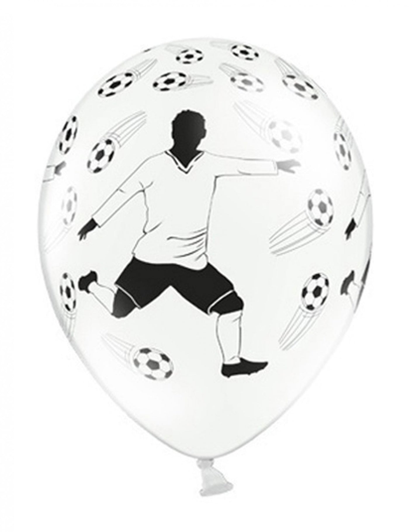 6 ballons en latex blancs avec joueur de foot 30 cm pour décoration