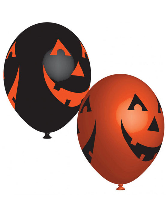 6 Ballons en latex citrouilles souriantes 27 cm