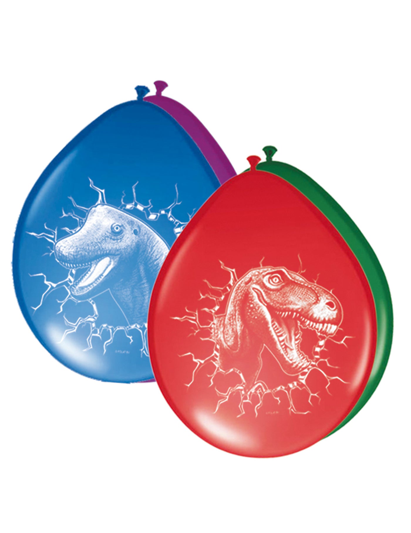 6 Ballons en latex Dinosaures multicolores 30 cm