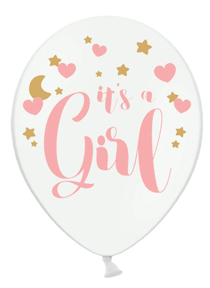 6 ballons roses it's a girl 30 cm pour baby shower