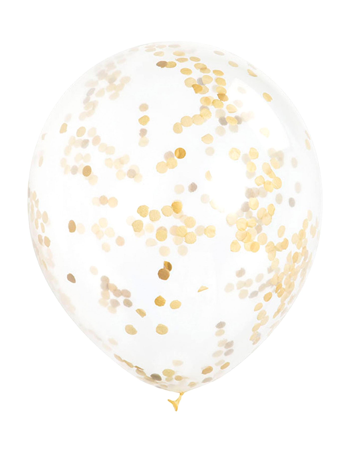 6 Ballons en latex transparents avec confettis ocre doré 30 cm
