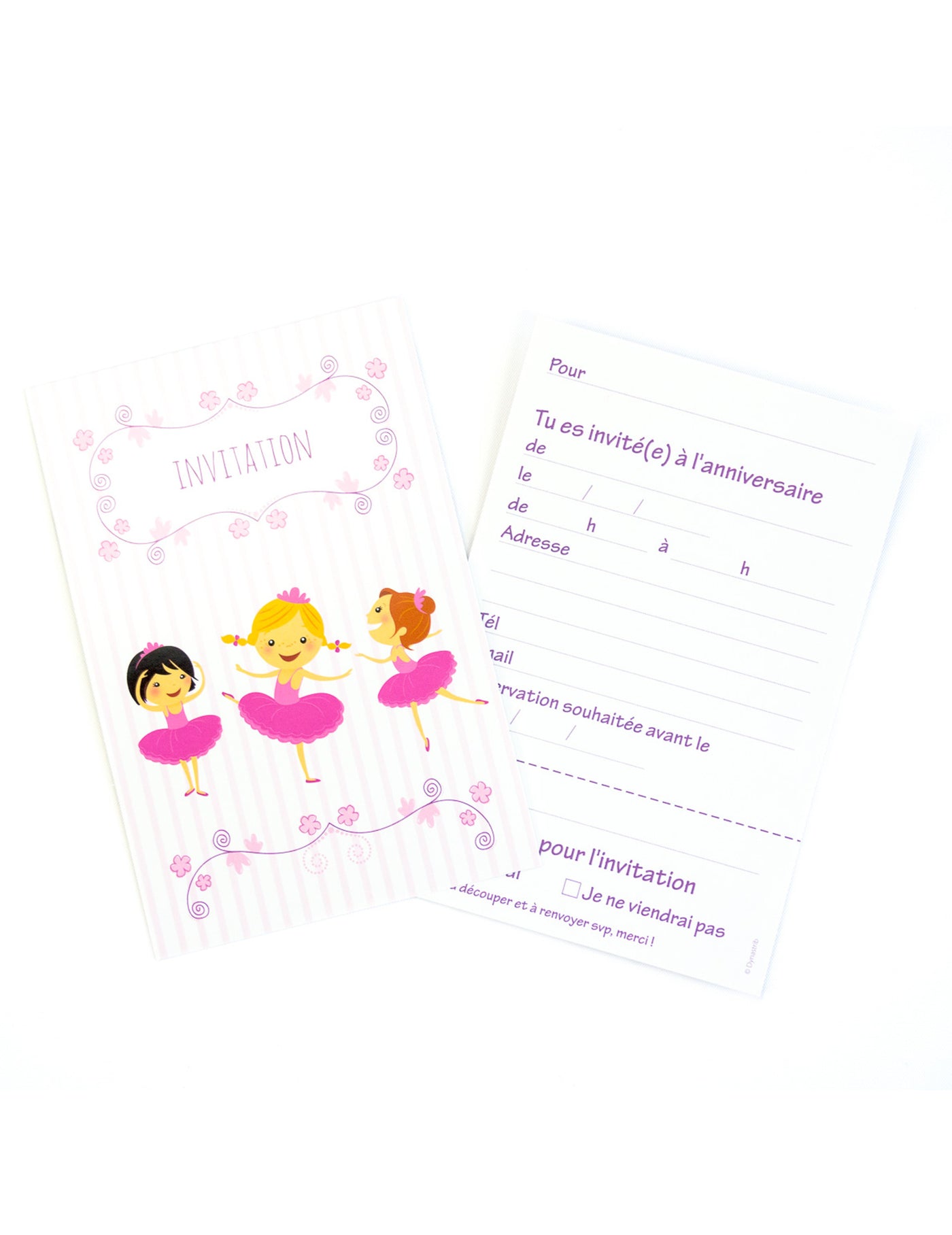6 Cartons d'invitation avec enveloppes Ballerines 10 x 15 cm