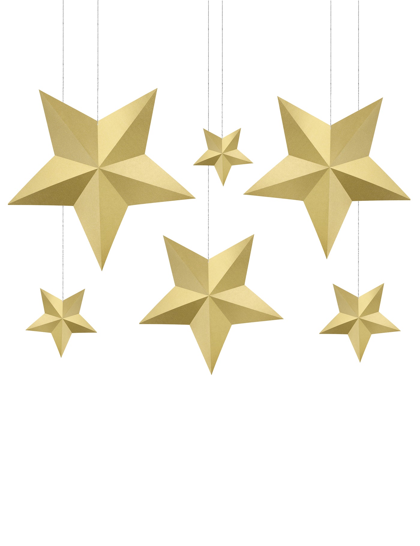 6 Etoiles à suspendre 3D dorées Noël