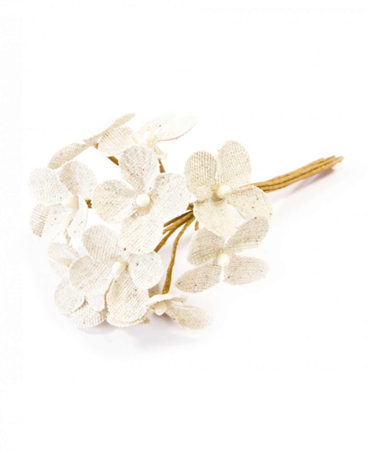 12 fleurs artificielles en toile ivoire 3,5 x 12 cm