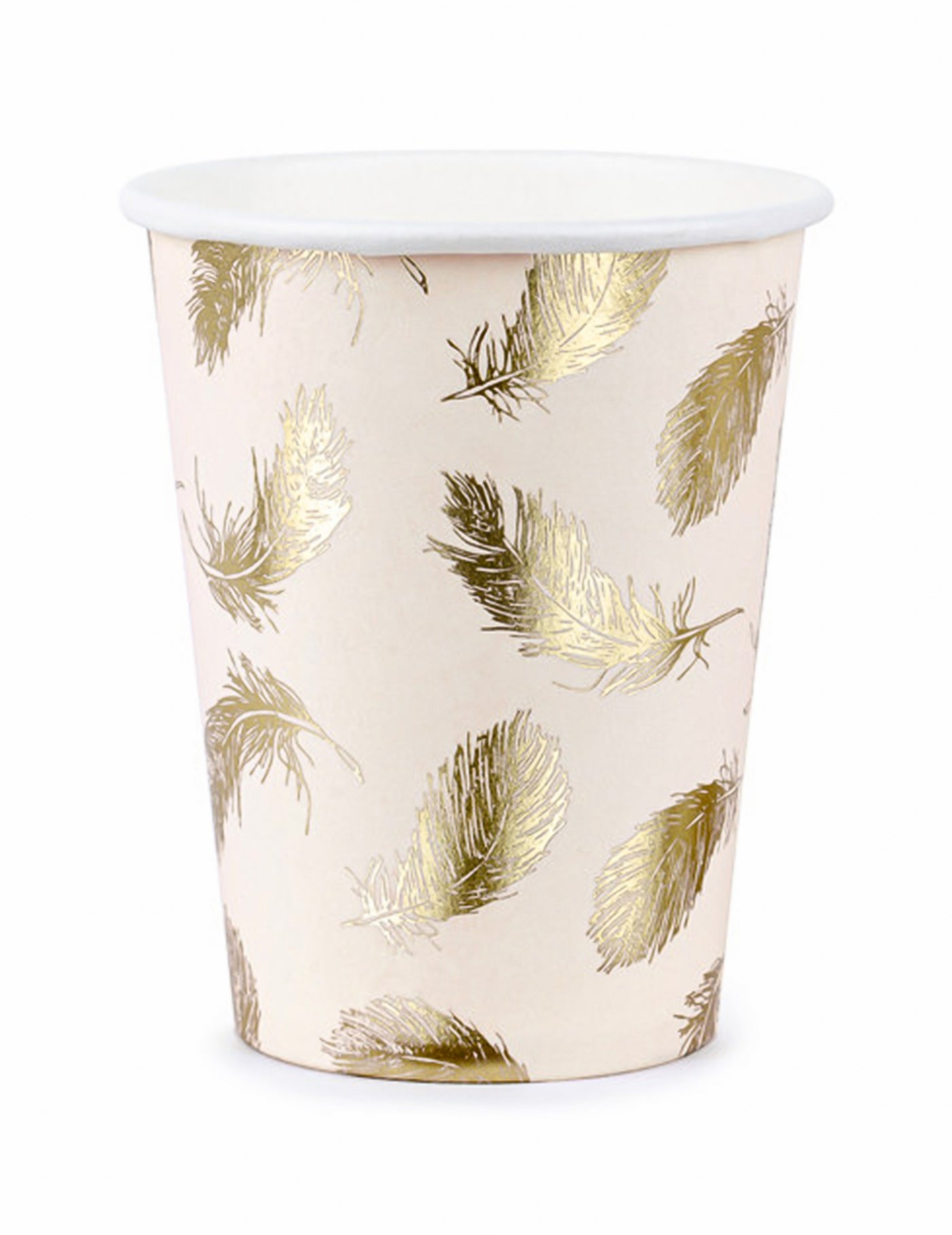 6 gobelets en carton lovely swan rose et plumes dorées 220 ml