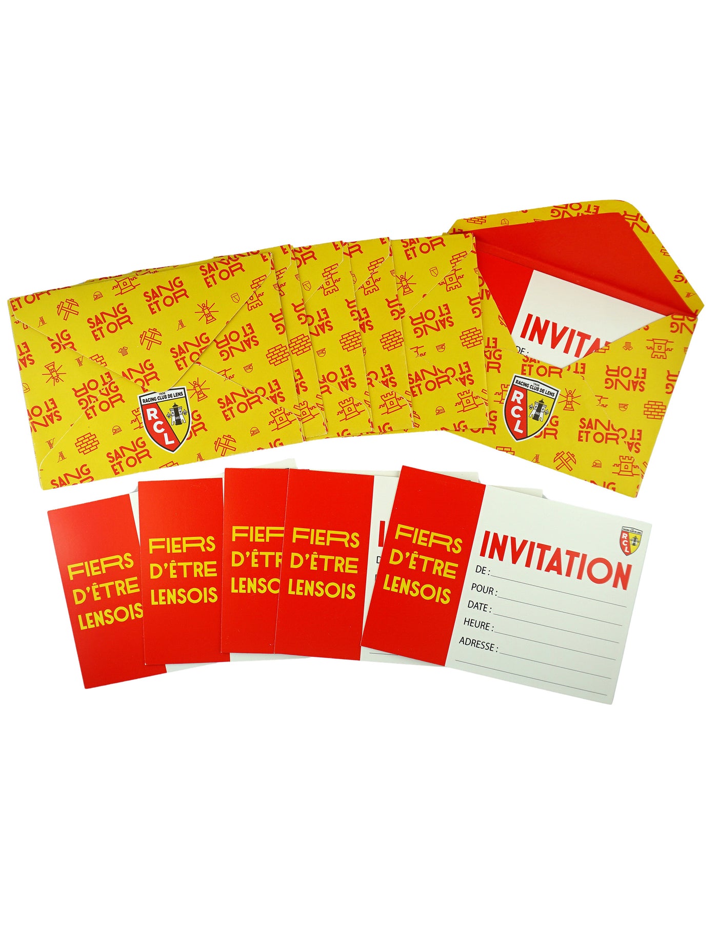 6 Invitations et enveloppes RC Lens