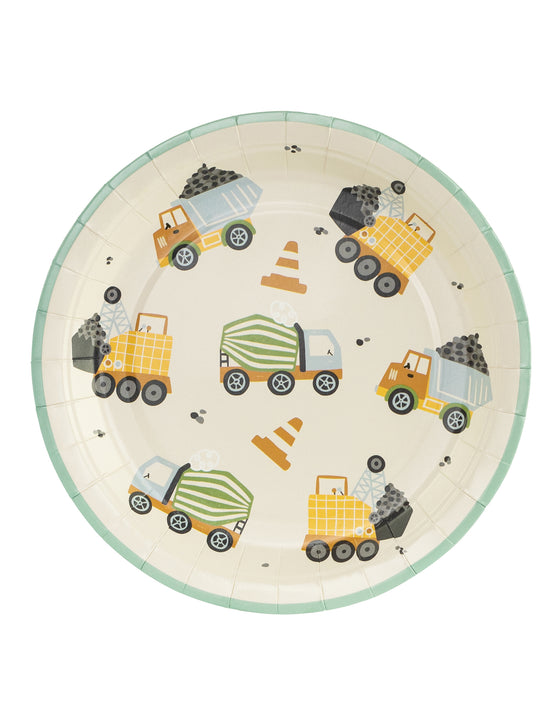 6 petites assiettes camions de chantier 18 cm