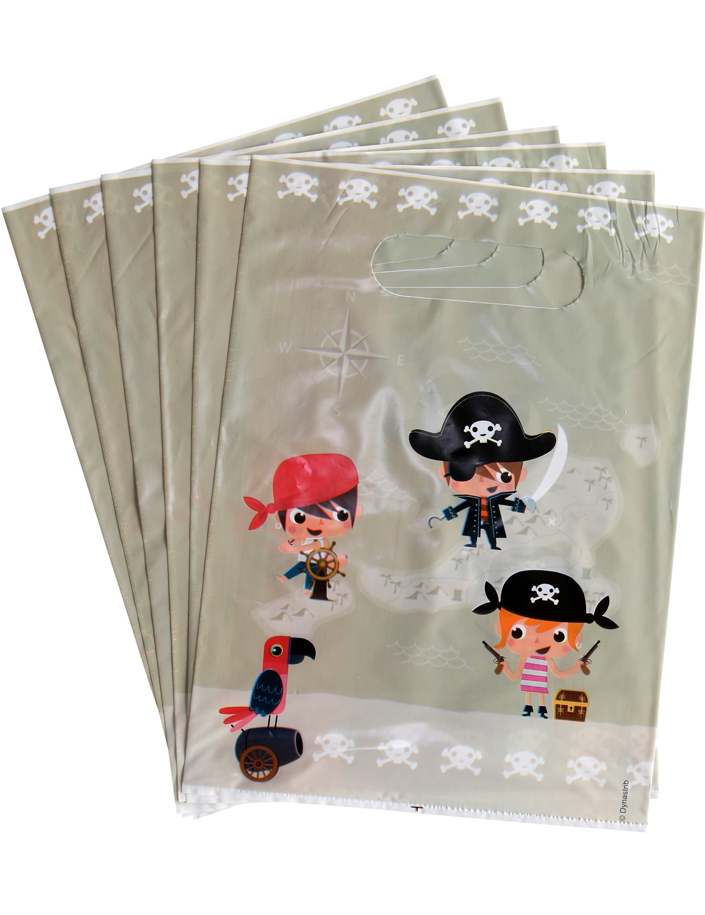 6 Sacs à bonbons en plastique pirate