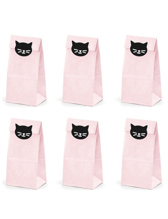 6 Sacs cadeaux en papier chaton roses 8 x 18 x 6 cm