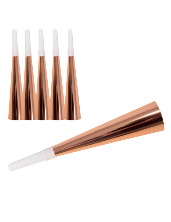 6 Trompettes en carton rose gold 19 cm