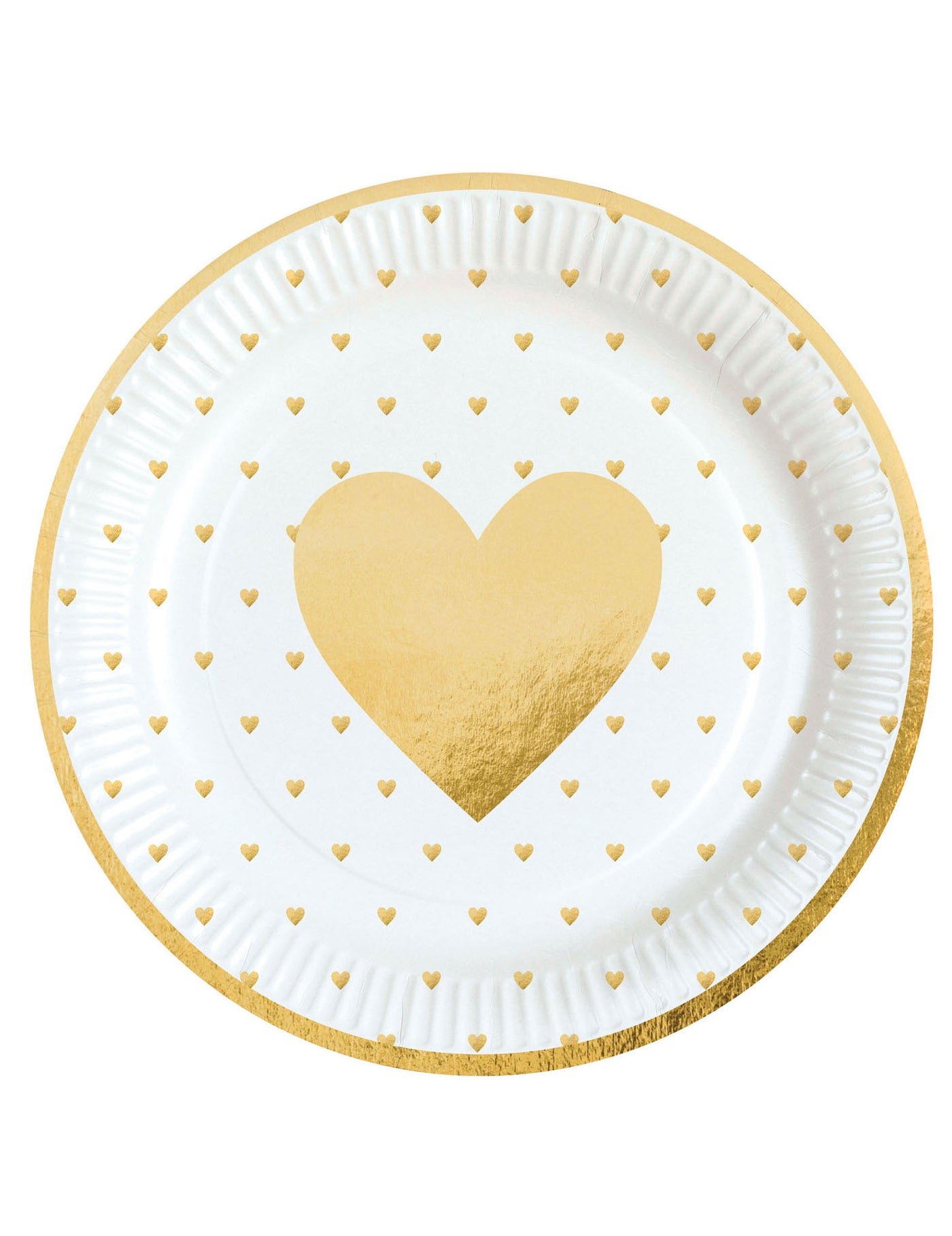 8 assiettes en carton c?ur d'or 23 cm pour Saint Valentin
