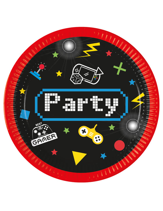 8 Assiettes en carton Gaming Party 23 cm