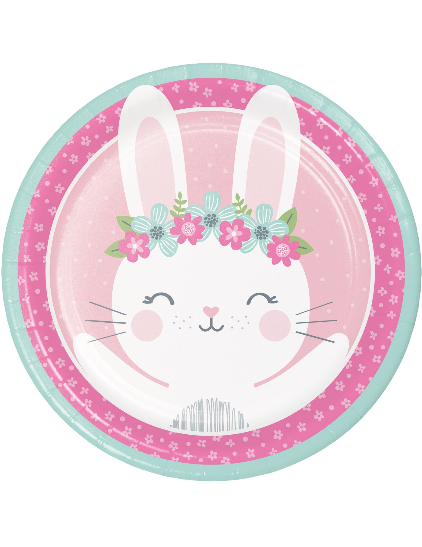 8 assiettes en carton petit lapin roses 22 cm pour anniversaire